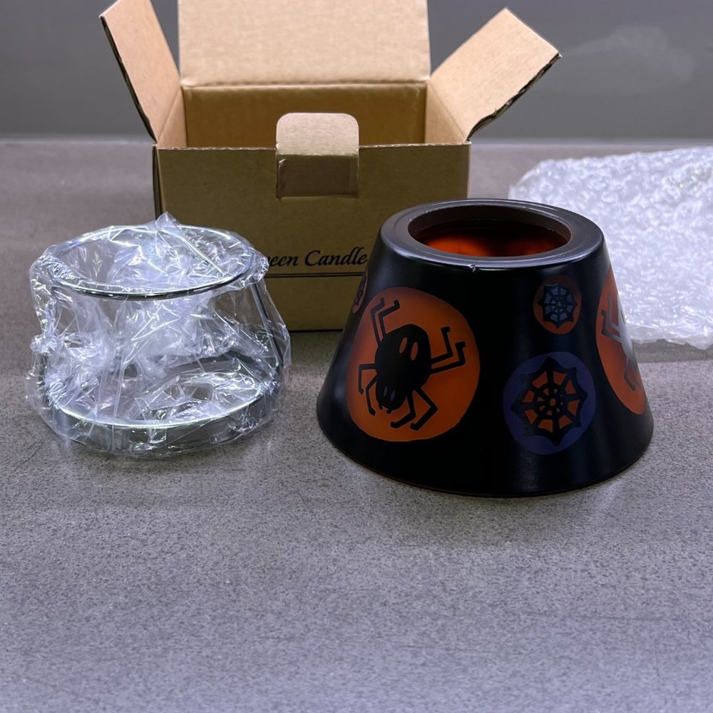 SUN VALLEY Halloween Candle Shade Spider, Orange, Purple. Yankee - Picture 5 of 9